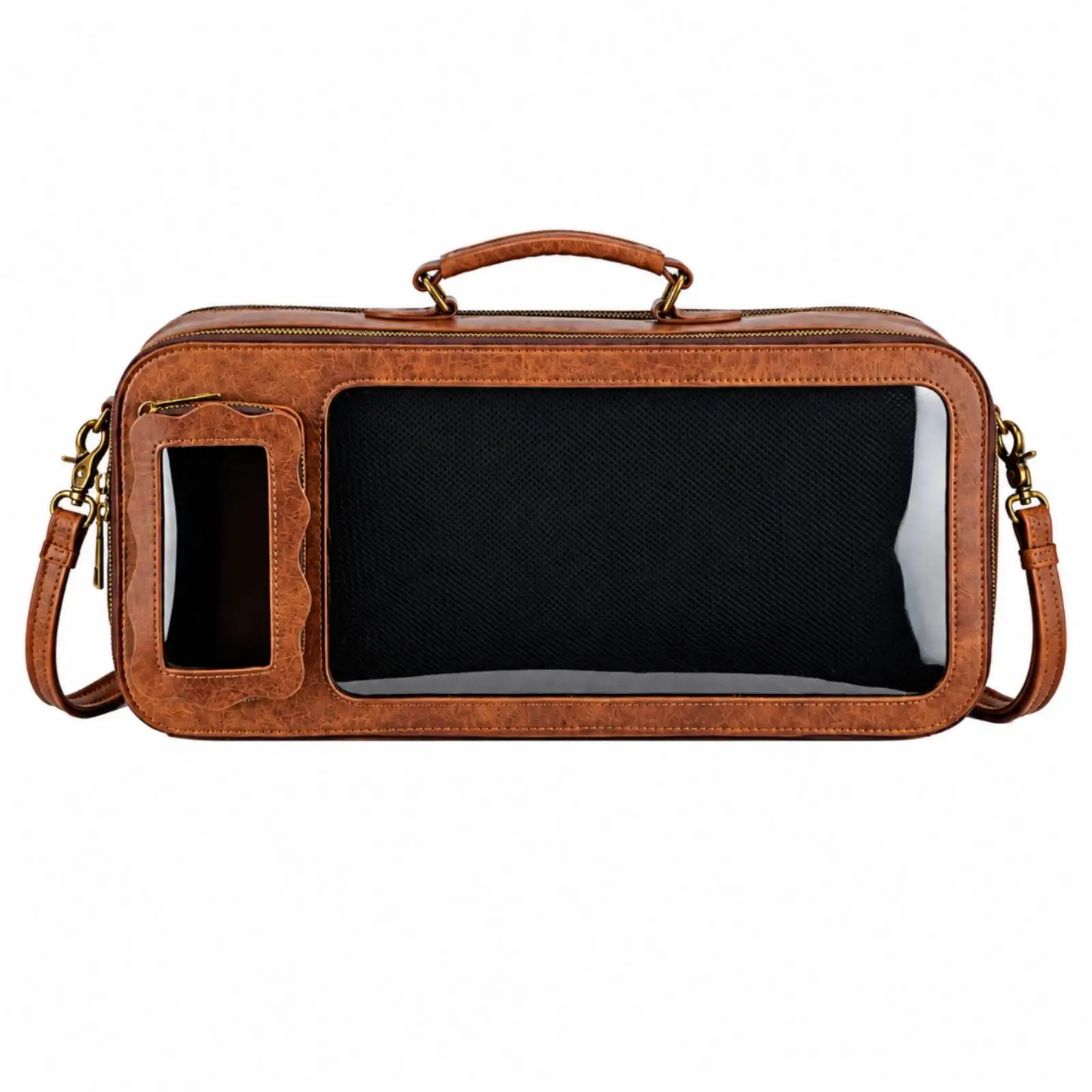 Versatile Doll Carrier Tote for 1/6 Scale Figures with PU Leather Body and Crossbody Strap