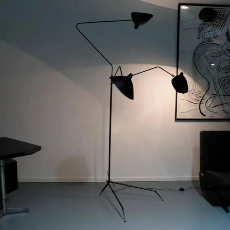Serge Mouille 3-arm Floor light black Tripod Floor Lamp Loft bedroom Living Room Study Reading Adjustable Spider Standing Lamp