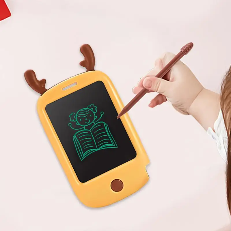 Lavagna LCD da 4,4 pollici Cartoon Deer Modellazione Tavolo da disegno per bambini Blocco elettronico per graffiti Giocattoli per tavoletta da disegno per bambini