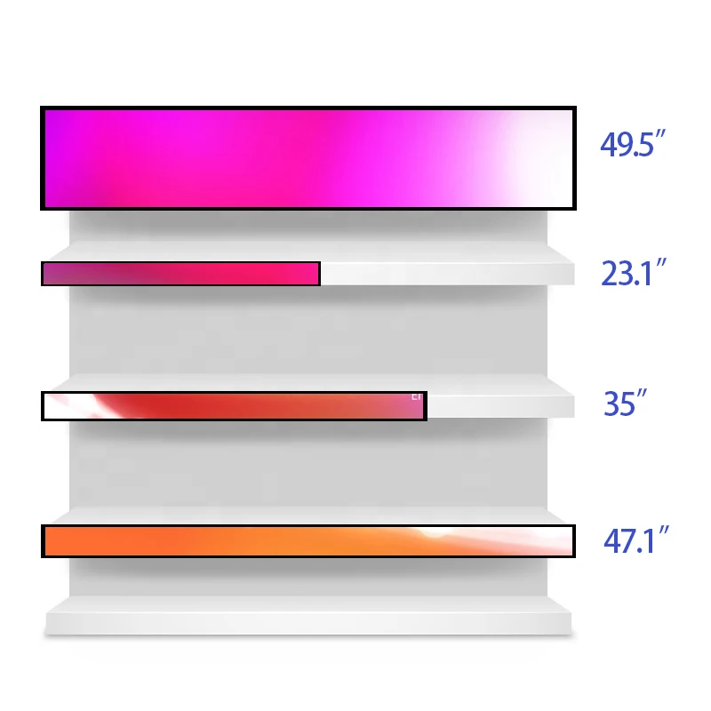 24 Inch Ultra Wide High-resolution Stretched Bar Type LCD Advertising Display For Supermarket Shelf Retail