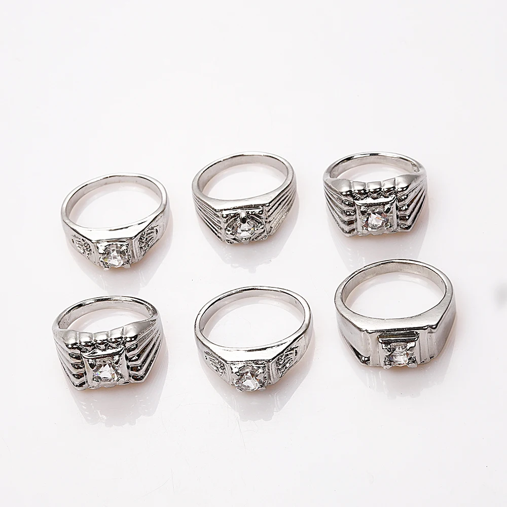 QianBei 10PCS Two Color Women Man White Zircon Anniversary Classic Rings Jewelry Hot Free