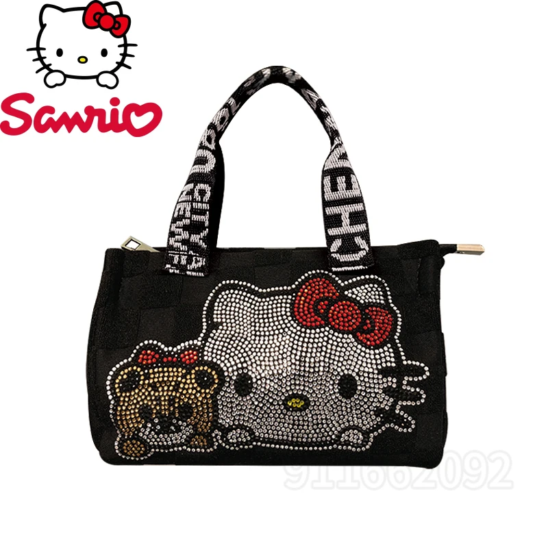 MINISO Hello Kitty New Mini Diamond Handbag Cartoon Cute Women's Handbag Fashion Portable Diamond Shoulder Messenger Bag