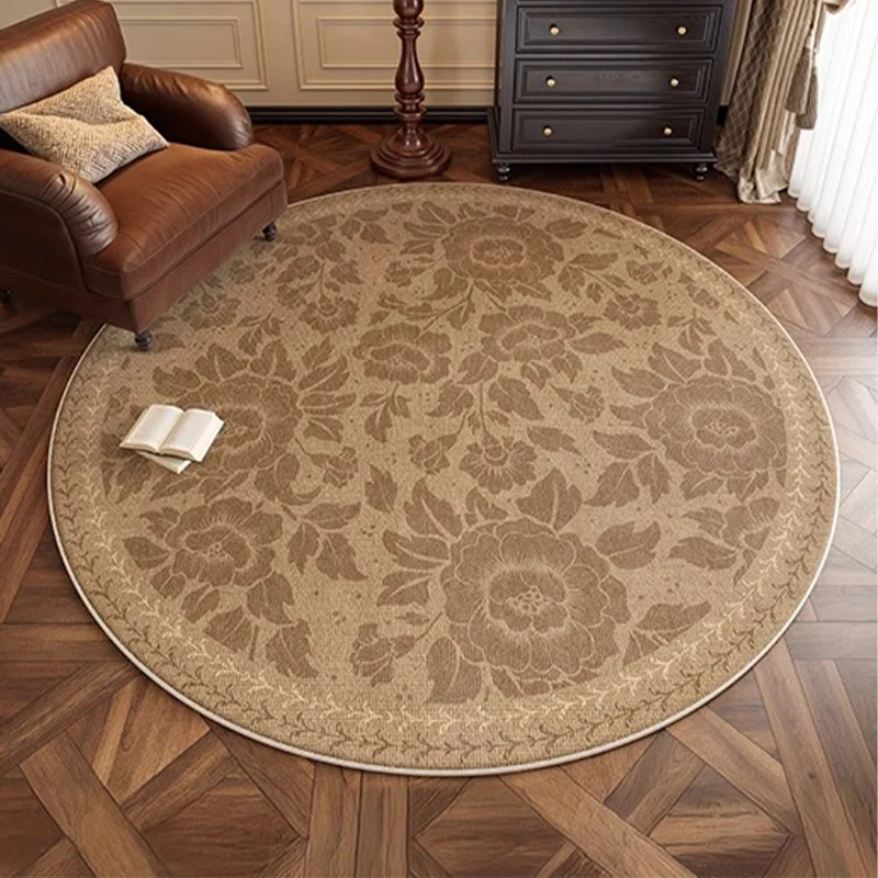 Round Living Room Carpet Anti-skid and Wear-resistant Floor Mat Bedroom Sofa Carpet Soft Comfortable Loop Pile TPR Rug