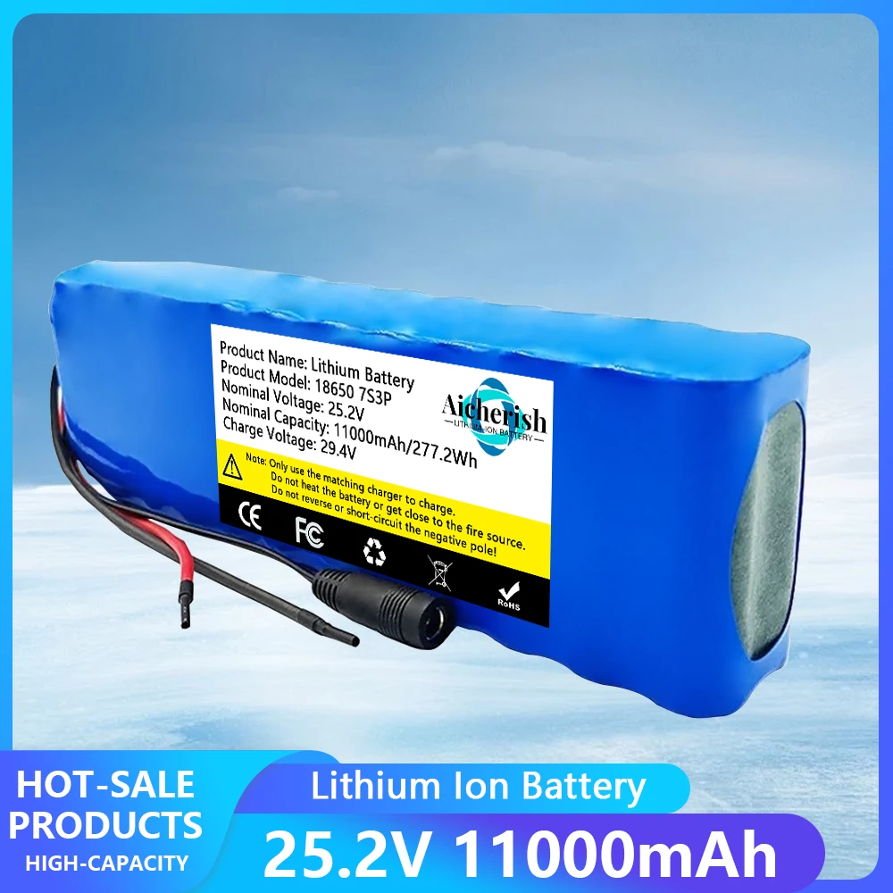 New 18650 7S3P 24V 11Ah High-Power Lithium Battery Pack, for 29.4V Wheelchair and Traffic Othetool Li-ion Batteries + Charger