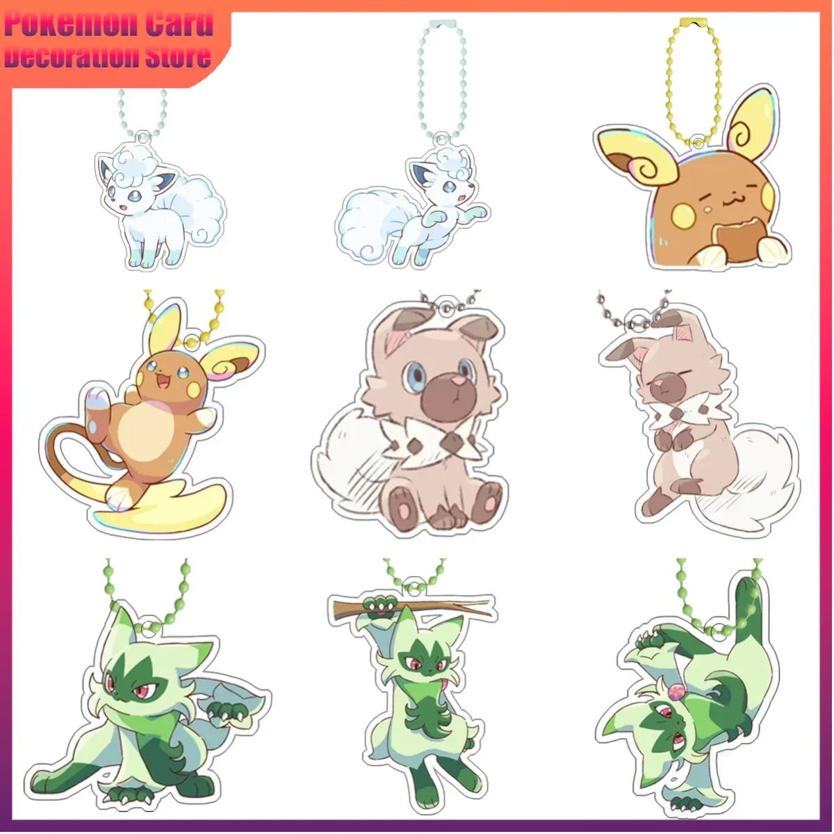 

Pokemon Gift Floragato Raichu Rockruff DIY Cartoon Acrylic Key Chain Backpack Accessories Pendant Anime Classics Collection