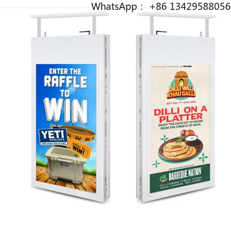 Ceiling Roof Mount Double Screens 55 Inch Wireless WIFI Network Totem LCD Display for Commercial AD POP Screen Window Signage
