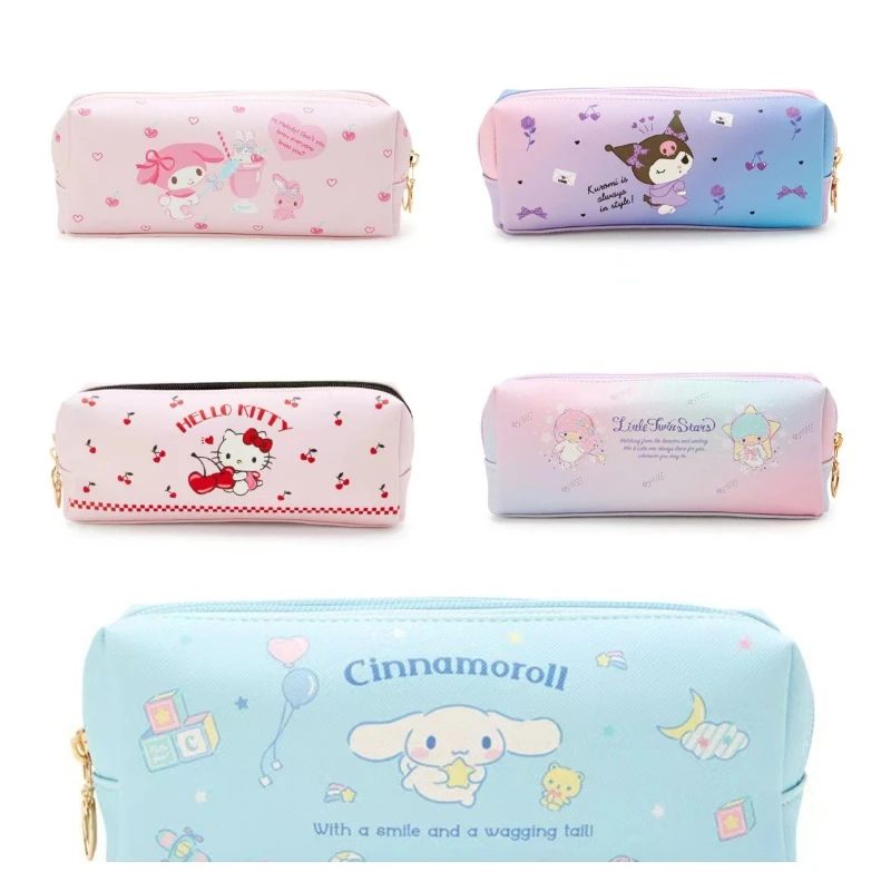 Sanrio Anime Cute Cartoon Pencil Pouch Storage My Melody Cinnamoroll Kuromi Student Kawaii Pencil Case Stationery Bag