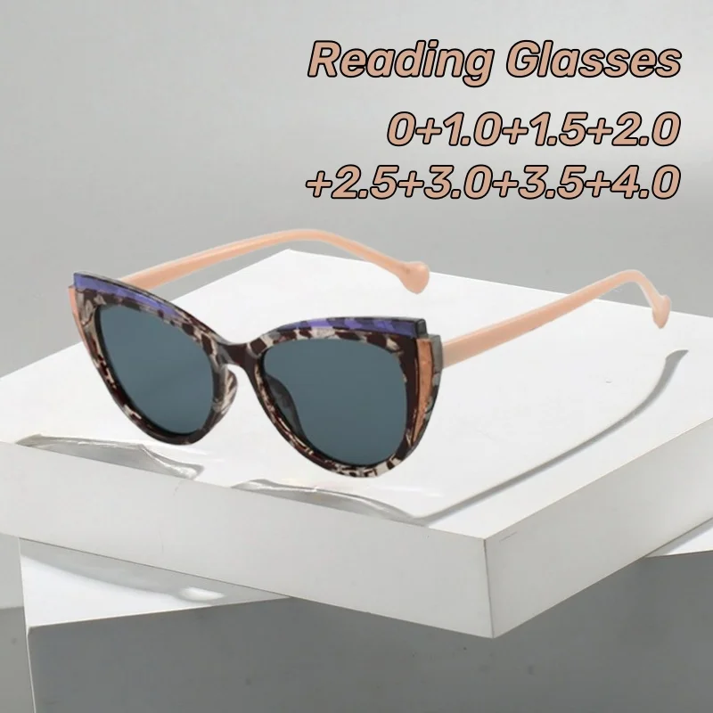 

Retro Large Frame Cat Eye Presbyopes Grey Lenses Reading Glasses for Men and Women Outdoor Fashion Sun Glasses Eye Protection