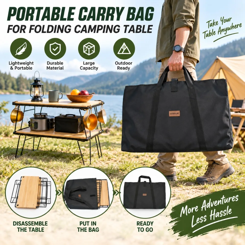 Waterproof Folding Table Storage Bag Oxford Cloth Carrying Bag Design Table Carry Bag Black Multifunctional Carrying Bag