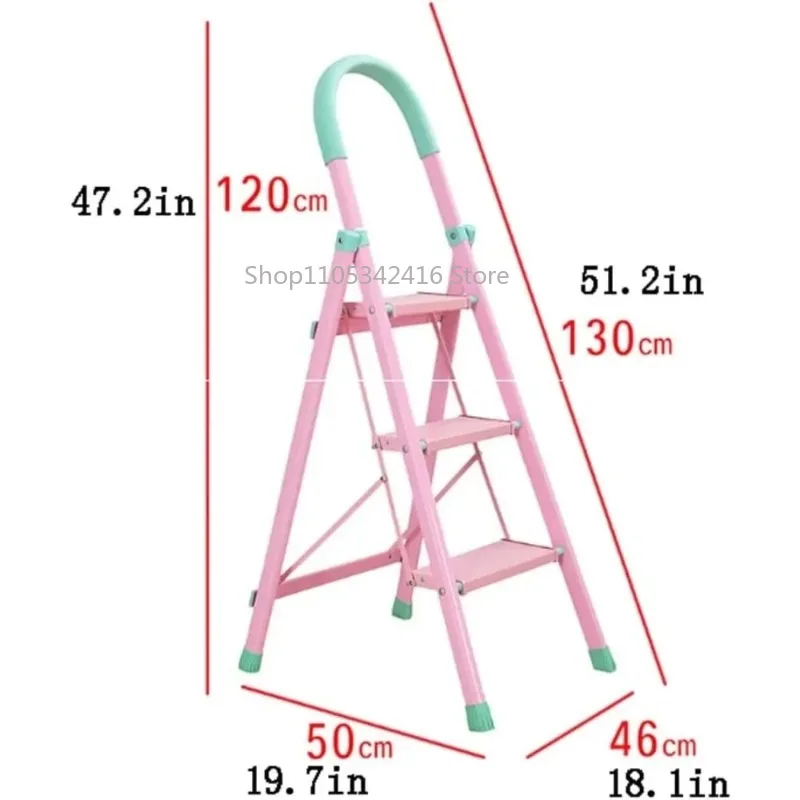 3/4-Step Carbon Steel Folding Ladder, Anti Slip Pedals Herringbone Space Saving Step Stool for Home Indoor Outdoor Daily SafeUse