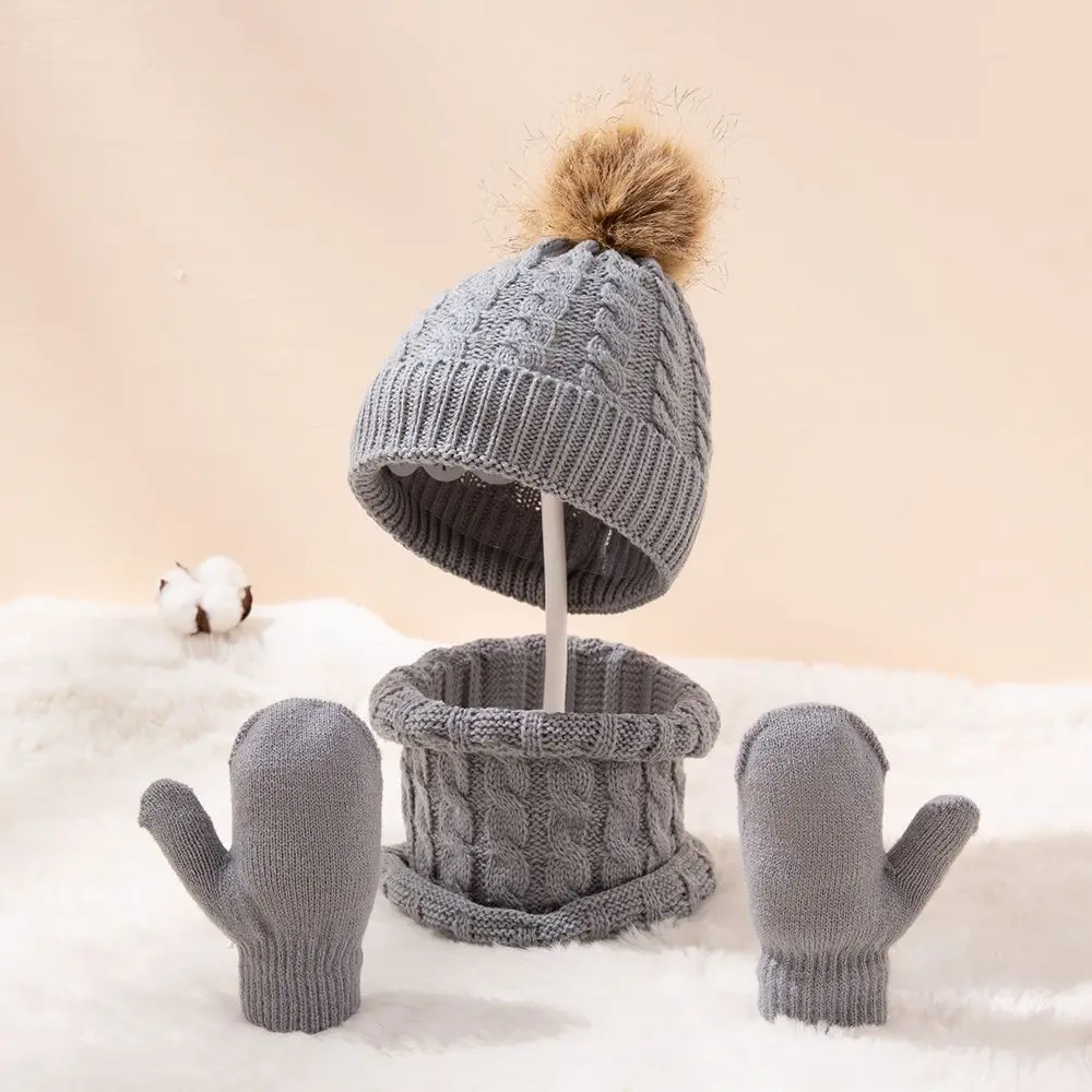 Nuovo inverno cotone bambini ragazzi ragazze cappello sciarpa guanti Set per bambini 0-3 anni