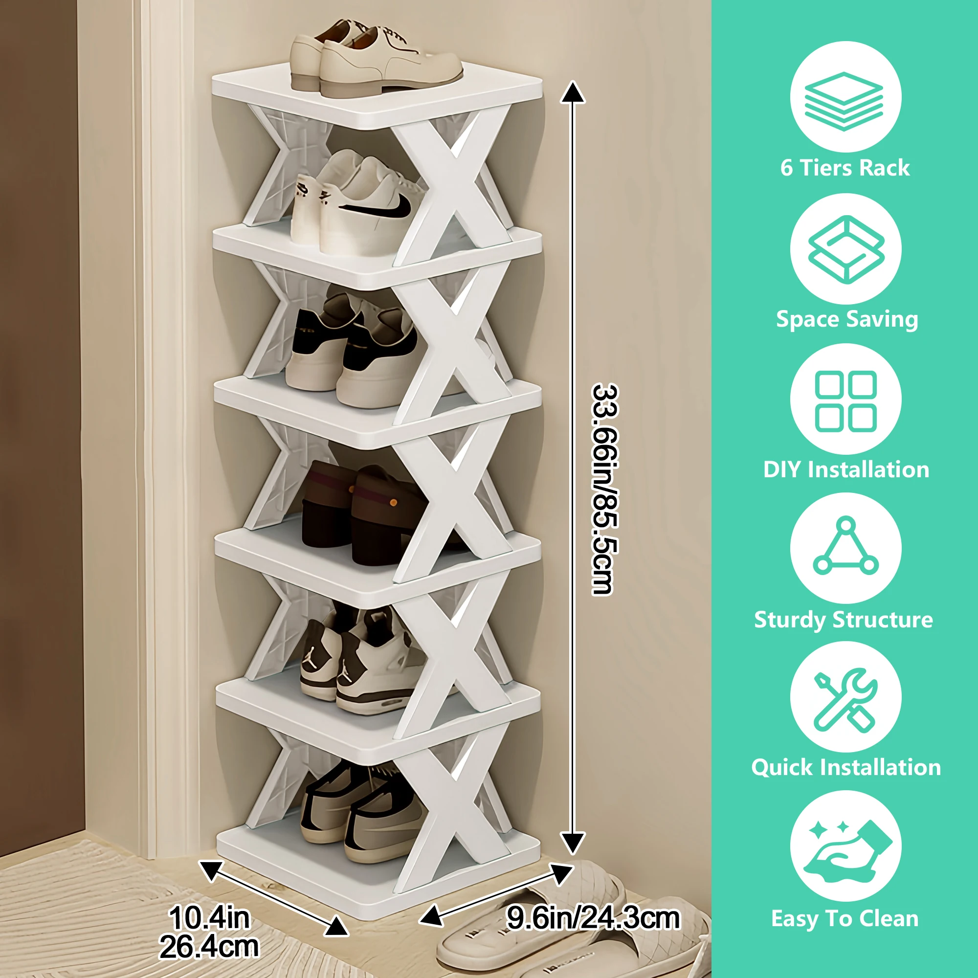 Plastic Dustproof Multi Layer Simple Shoes Shelf Detachable Folding Shoe Racks X-Shaped Space Saving Shoes Storage Organizer