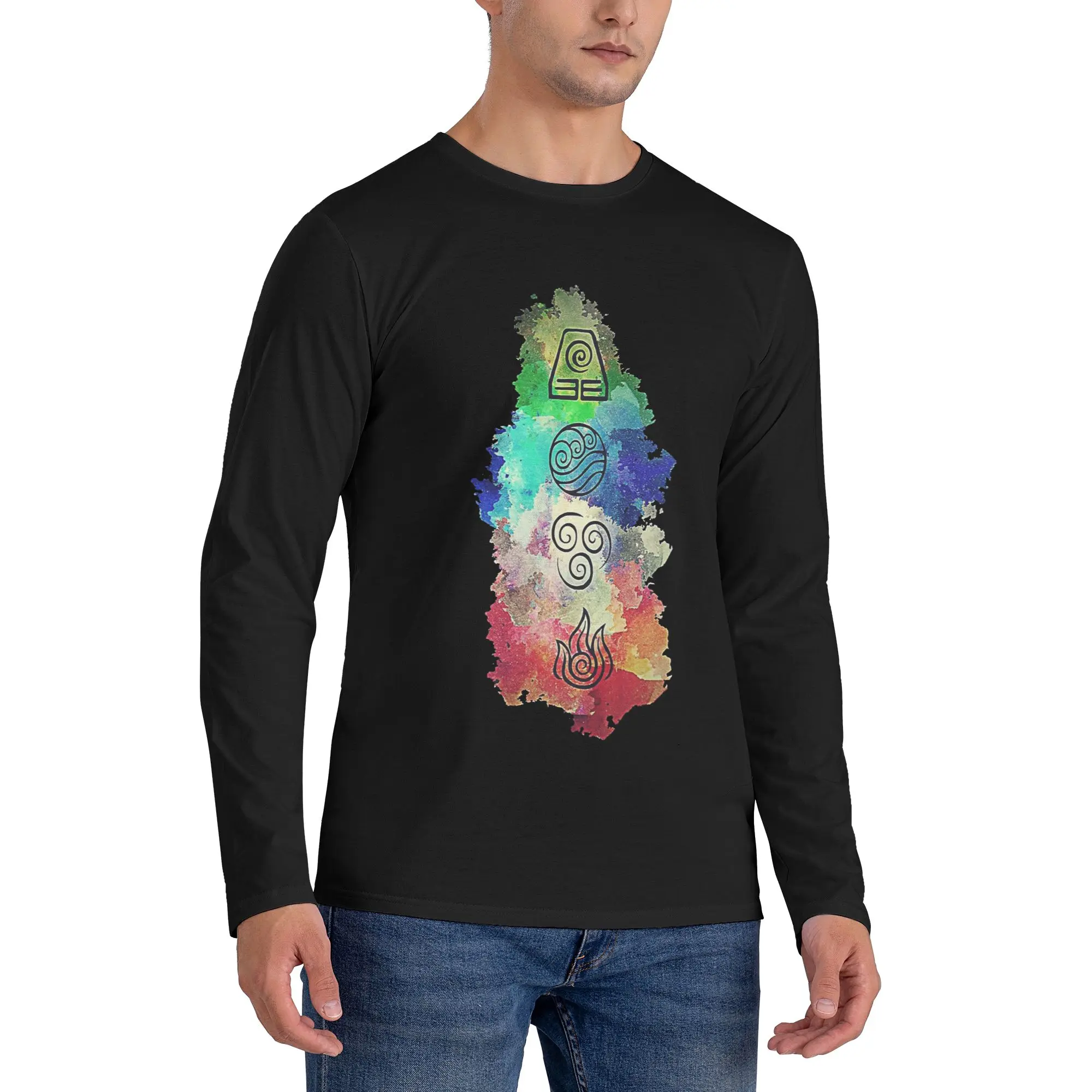 

Avatar the Last Airbender Men's Long Sleeved T-shirt Casual Round Neck T shirts Spring and Autumn Men tops
