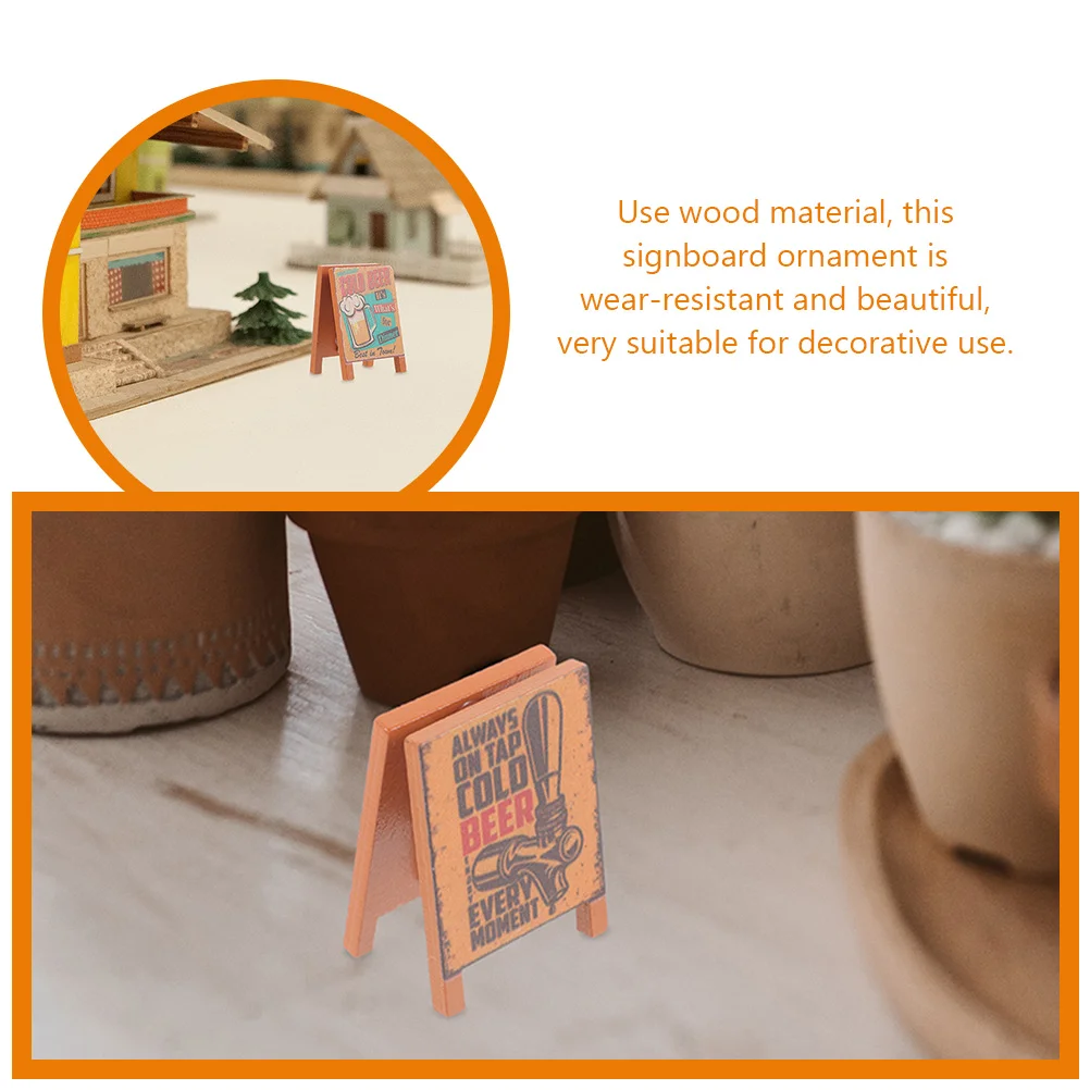 Miniature Sign Model House Simulated Wooden Signboard Scene Retro Blackboard Decorative Ornaments Small Office