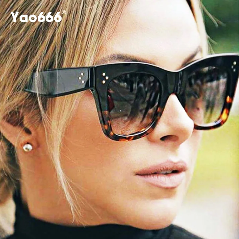 2024 Square Sunglasses Women Big Size Eyewear Lunette Femme Luxury Brand Sunglasses Women Vintage Rivet Sun Glasse UV400