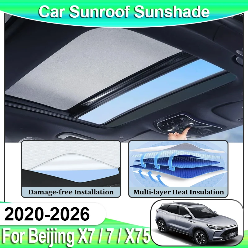 

Car Sunshades For BAIC Beijing X7 7 X75 Accessories 2020~2026 Outdoor Electrostatic Adsorption Sunshade Skylight Heat Insulation