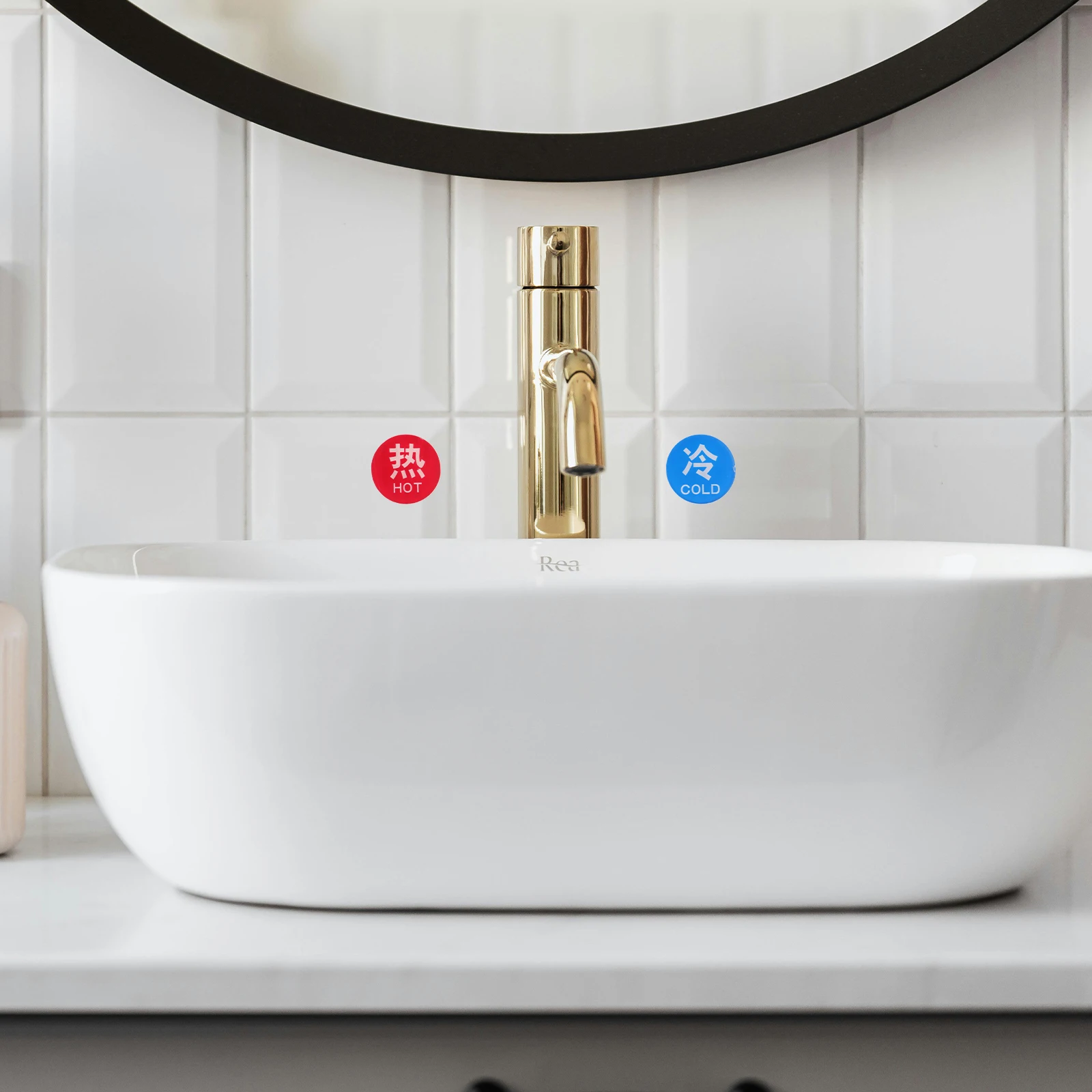 10pcs Hot Cold Water Indicator Stickers Acrylic Bathroom Faucet Labels Temperature Control Stickers For Shower Faucets