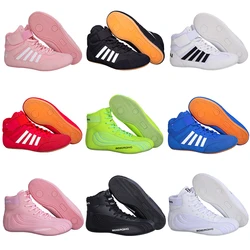 GINGPAI Wrestling Shoes Professional Boxing Shoes Men's Training Shoes Tendon Bottom Artificial Leather Sports Shoes Breathable