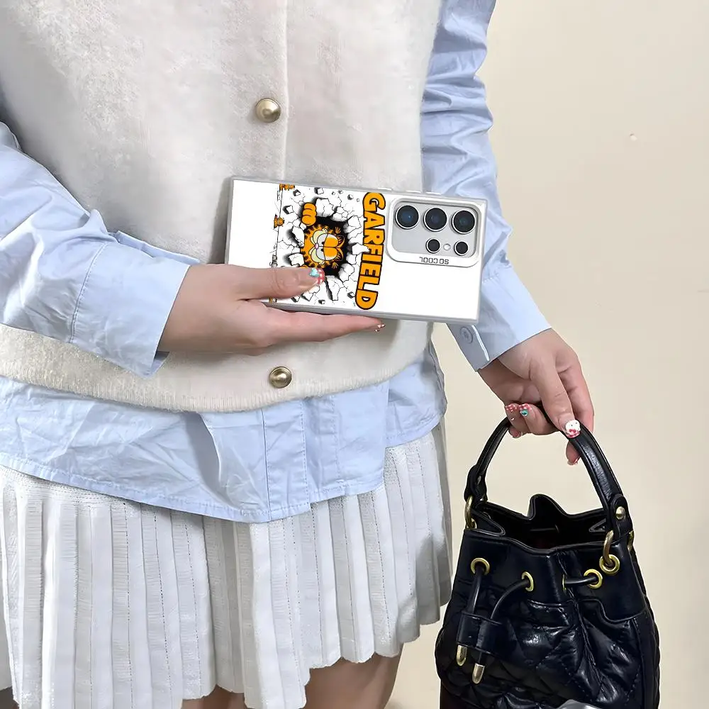 G-garfields Anime mignon coque de téléphone pour Samsung Galaxy S25 Edge S24 S23 S22 S21 S20 Ultra Funda Silicone argent couverture