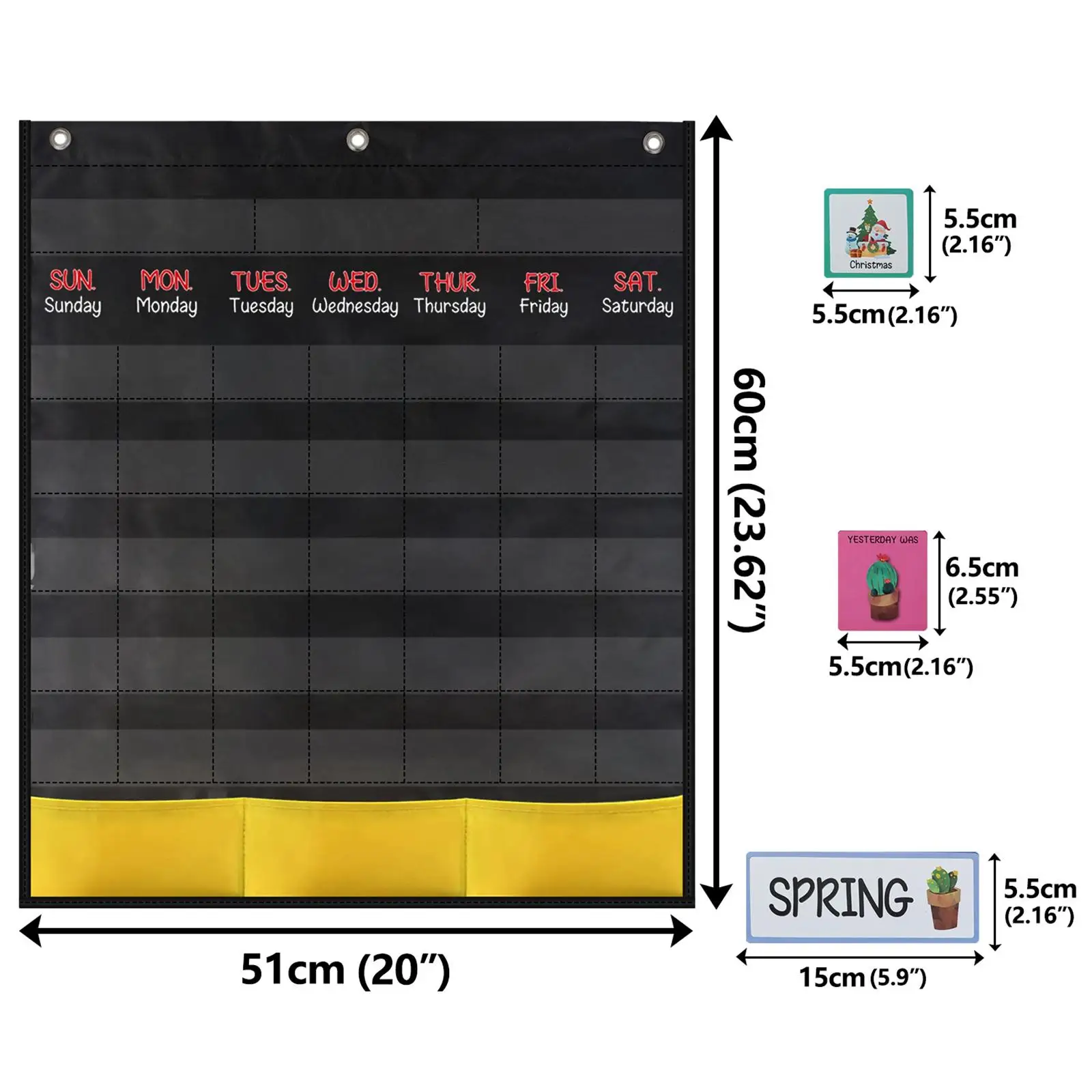 Kalender-Taschendiagramm, Festival-Klassenzimmer, organisierte Diagramm für Zuhause im Vorschulalter