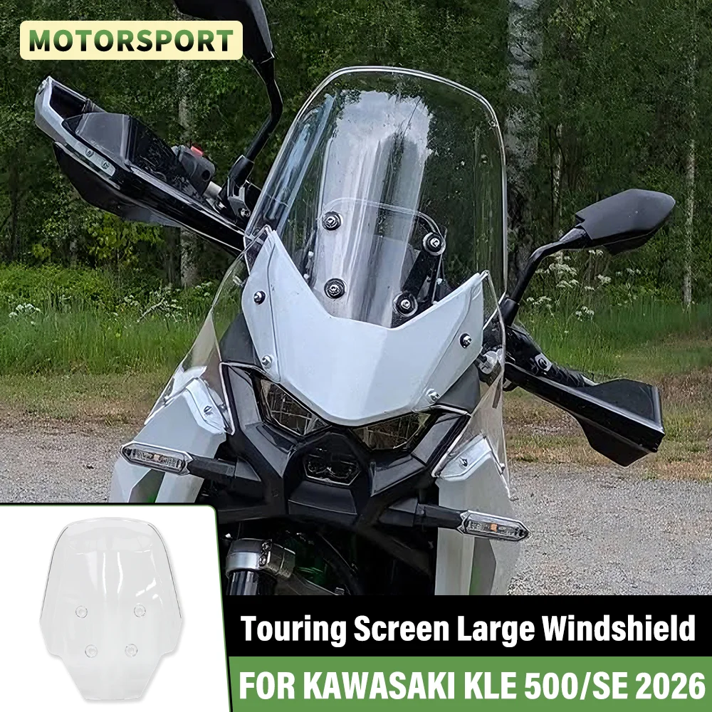 FOR KAWASAKI KLE 500 SE KLE500 2026 Motorcycle Large Windscreen Touring Screen Front Windshield Windproof Wind Deflector Guard
