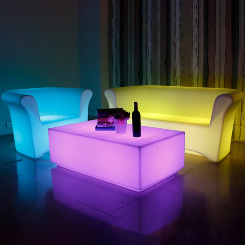 Led Ice Bucket Table And Light Up Double Sofa Set Nightclub Party End Table Modern Led Bar Furniture With Led Light