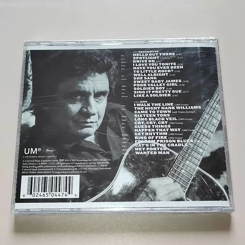 Johnny Cash Songwriter 2CD Music Album, 11 Original Tracks & 12 Classic Covers, Includes I Walk The Line, Hello Out There
