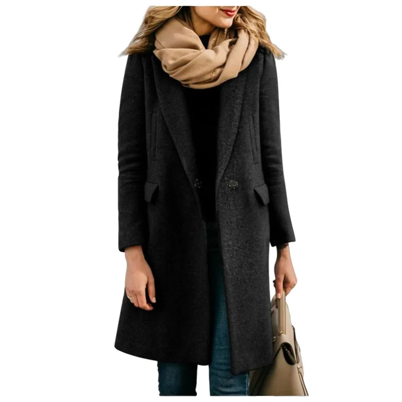 

Women's Winter Coat 2024 Autumn And Winter New Product Explosive Single Long Woolen Women's Coat With Hidden Button Girl Jacket