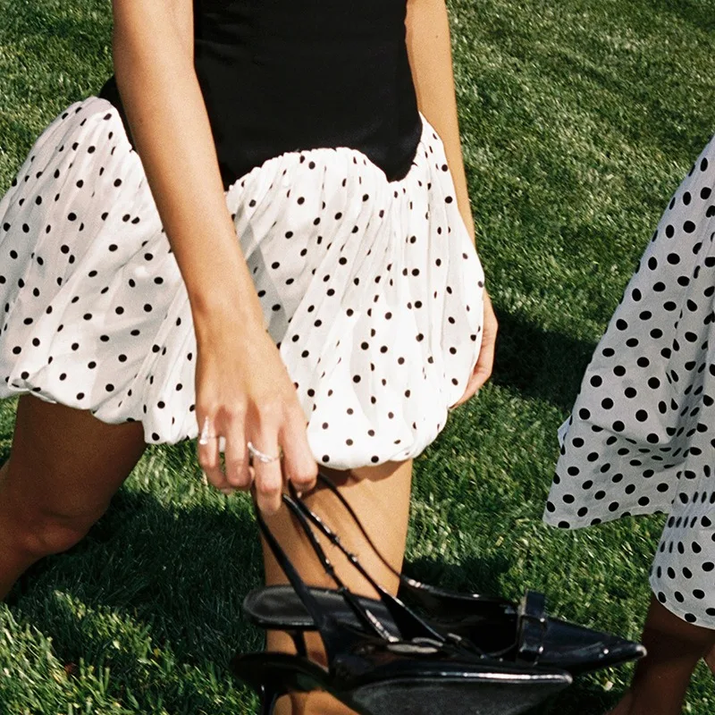 Sukienka mini bez ramiączek w grochy, letnia, seksowna, z nadrukiem, patchworkowa, na imprezę, o kroju litery A, z wysokim stanem, modna sukienka wieczorowa damska.