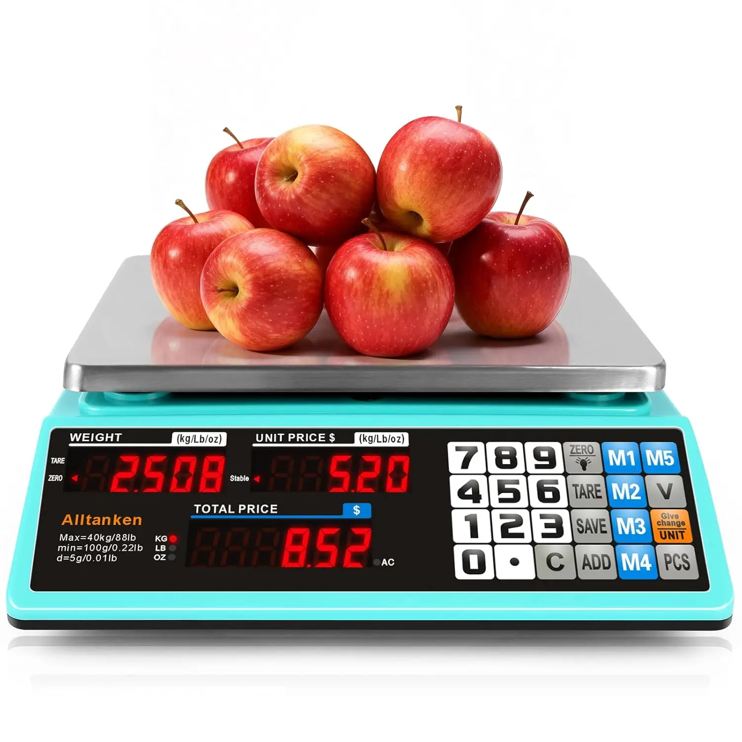 

Commercial Food Scale with Dual Display, Rechargeable, Waterproof Platter for Kitchen and Market Use