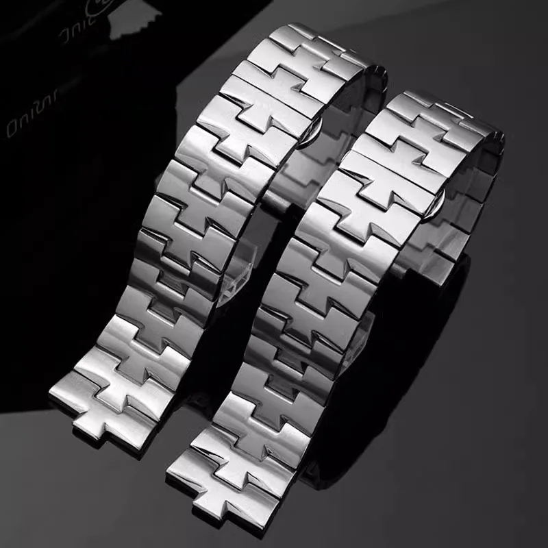 Für Vacheron Constantin Uhrenarmband VC Längs- und Quervierzeiger 47040 47660, konvexes Uhrenarmband aus massivem Edelstahl