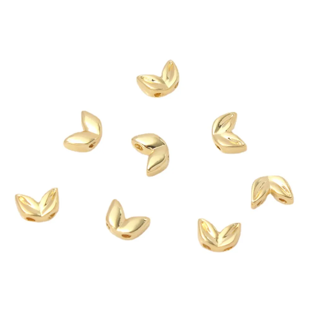 10/20Pcs 18K Gold Malt Shaped Double Hole Spacer Beads For DIY Bracelet Necklace Earring Jewelry Making Accessories Wholesale