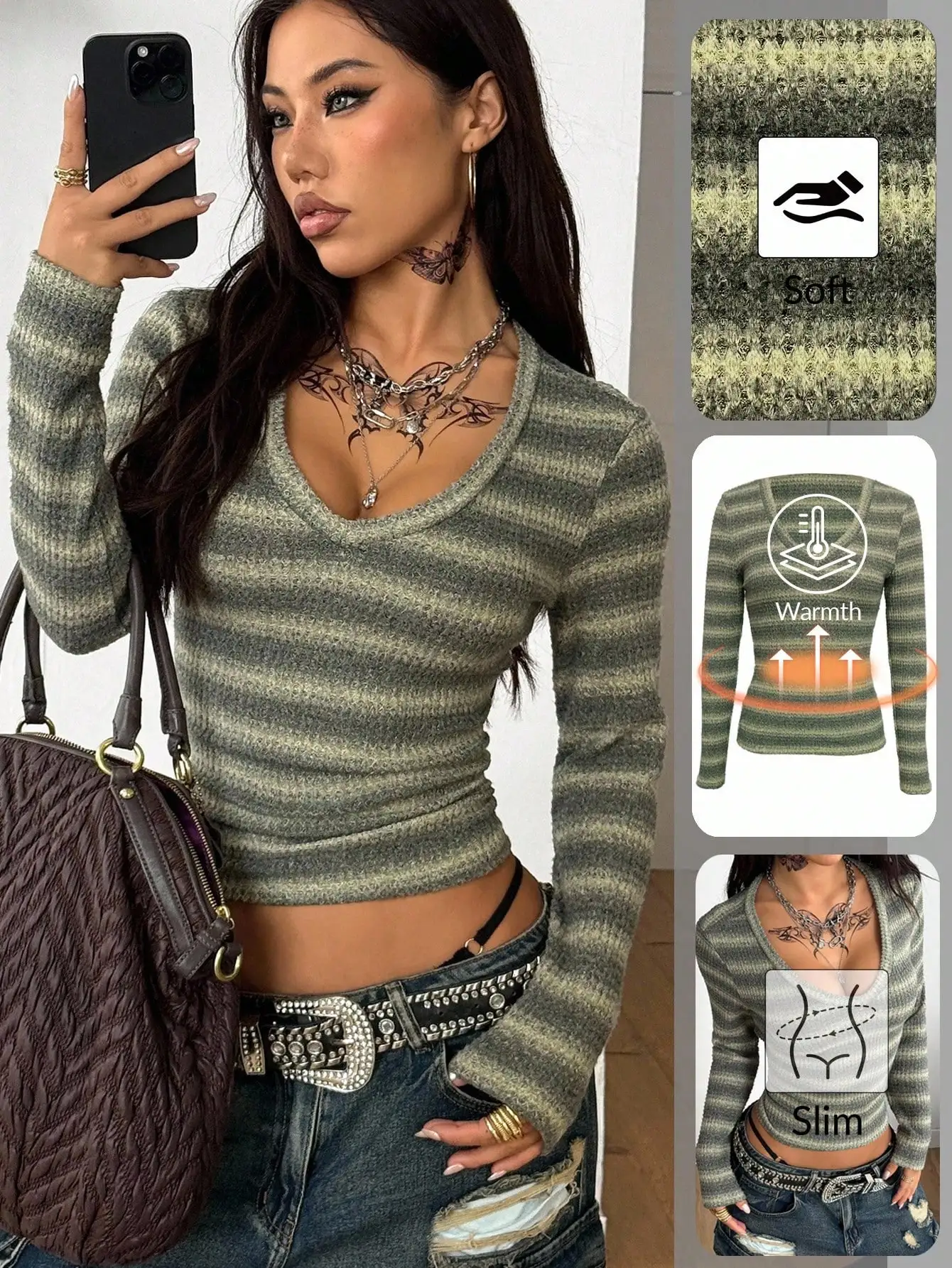 

Женский укороченный топ в стиле Y2K с длинными рукавами, мягкий, теплый, облегающий, для повседневной носки осенью и зимой или для праздничных мероприятий