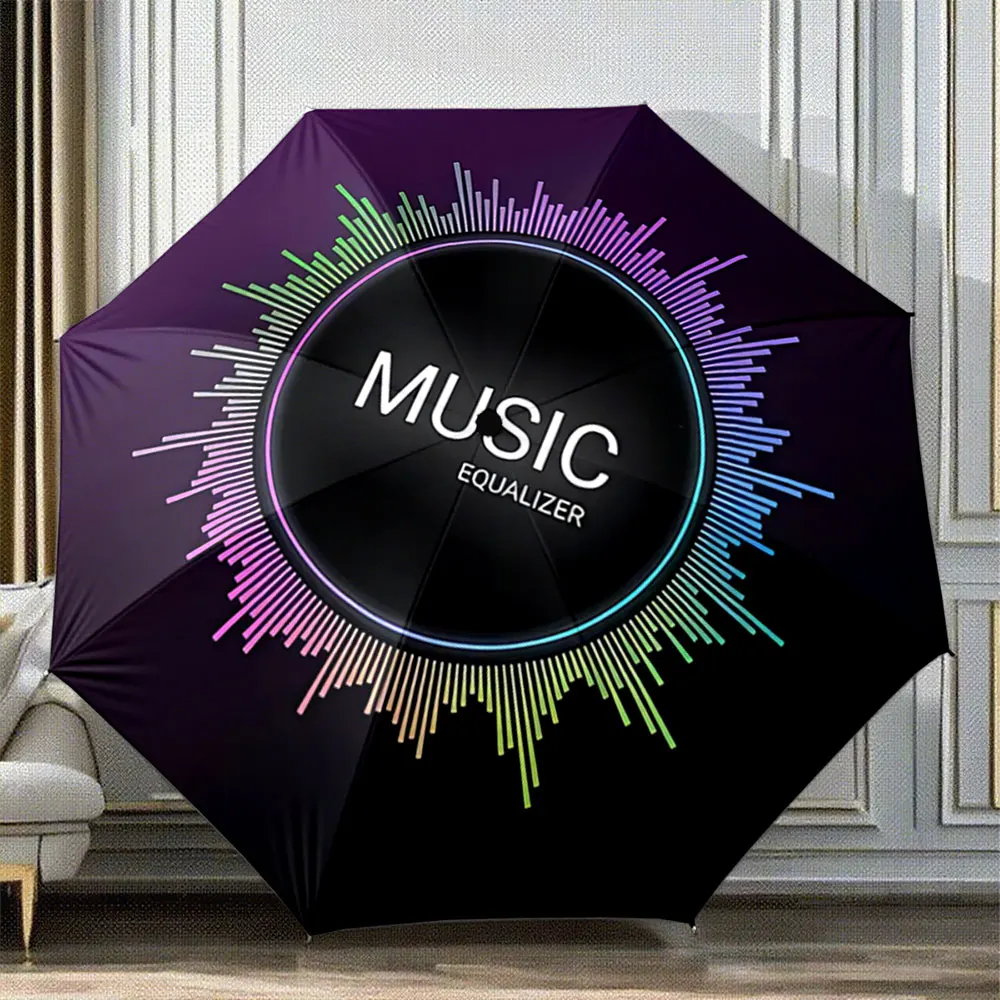 Colorful Music Equalizer Graphic Umbrella - Modern Design ,Portable Folding Umbrella, Gift for Family Friends