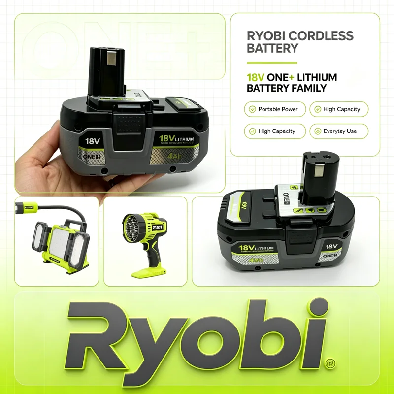 RYOBI 4.0Ah 18V Cordless Power Tools Li‑ion Battery for Angle Grinder Multi‑Layer Safety Protection For Home Renovation Repair