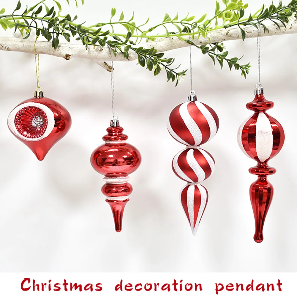 5pcs/Lot Xmas Tree PVC Gourd Shape Ornaments New Year Craft Pendant Christmas Decorations Hanging Home Festive Party Decor Gift