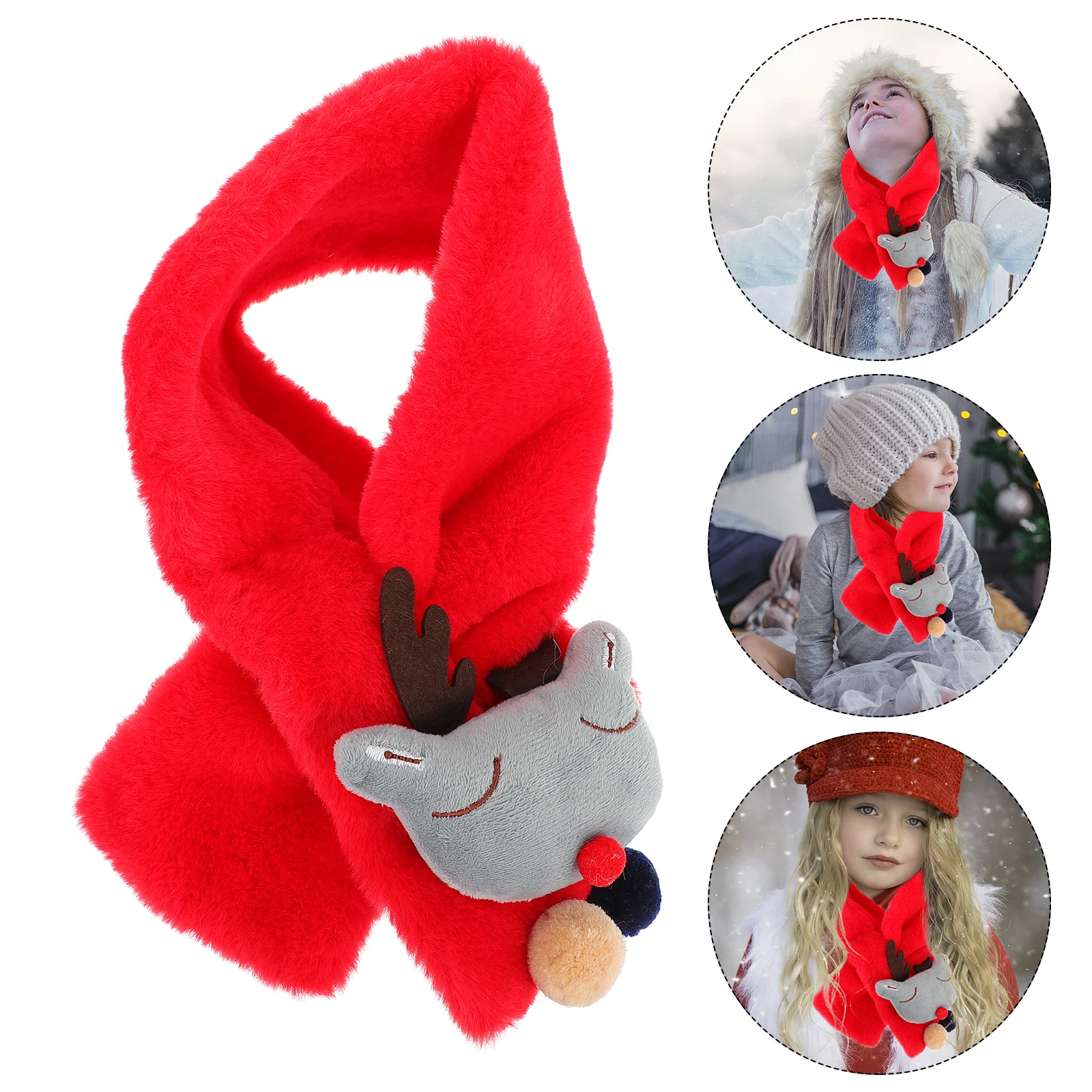 

Elk Embellishment Winter Warm Neck Holiday Warm Scarf For Kids Kids Christmas Scarf Children Elk Scarves Scarves For