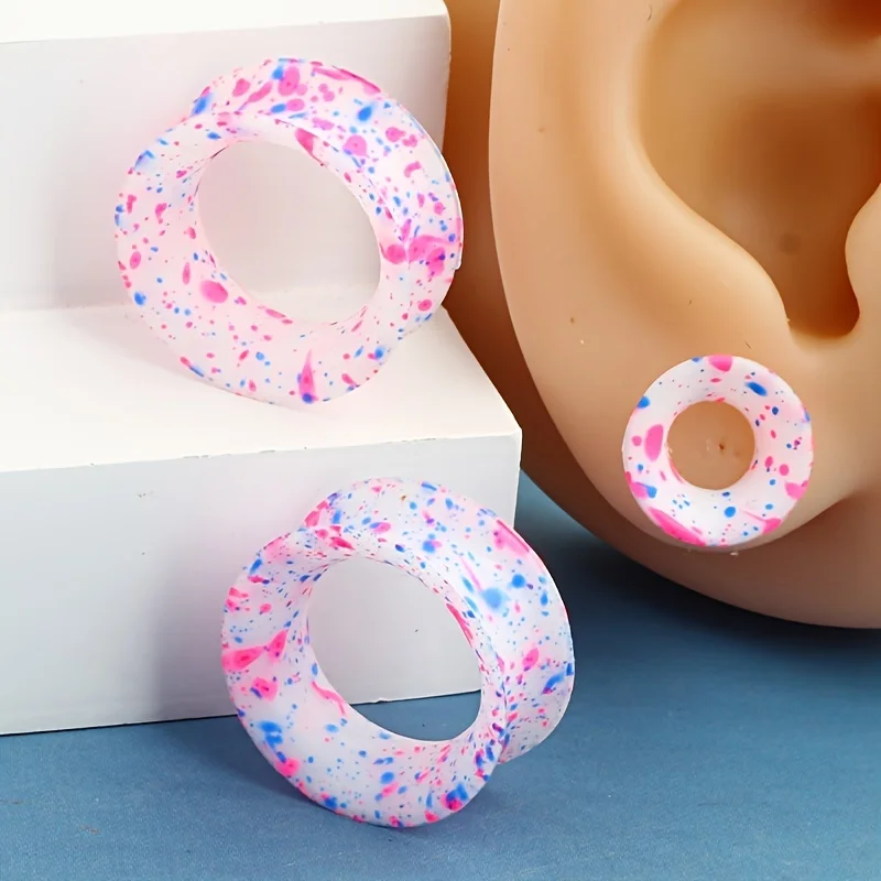 2/16pcs 6mm-20mm Stylish Flexible Silicone Double Flared Flesh Ear Plug Tunnel Expandar Stretcher Gauge Earring Piercing Jewelry