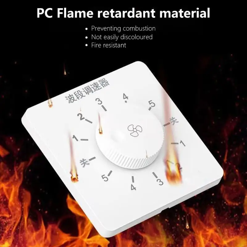 Bộ điều chỉnh quạt tường 918C Công tắc điều chỉnh tốc độ 5 cấp 86 Bộ điều khiển tốc độ thiết kế giấu kín cho quạt trần