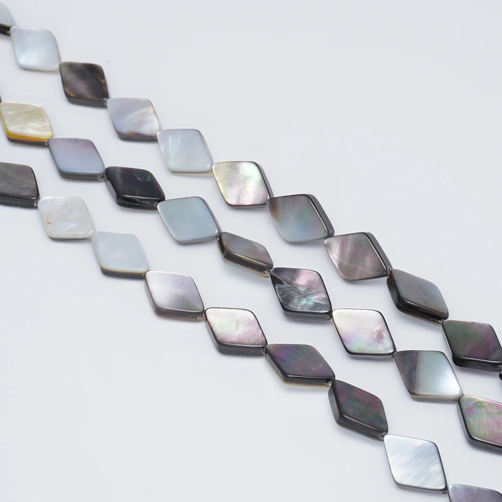 

7x11mm 9x15mm Rhombus Shaped Natual Black Shell Loose Beads Strand Mother Of Pearl Shell Beads For DIY Jewelry Necklaces