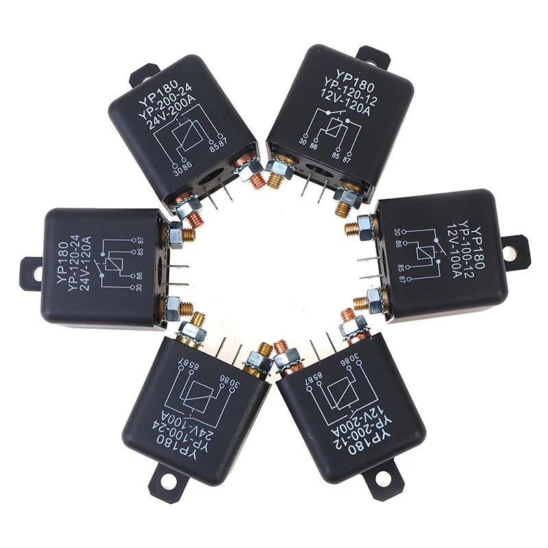 High Current 4 Pin Car Relay 12V 24V 200A 120A 100A Car Truck Motor Automotive Relay Continuous Type Automotive Car Relays