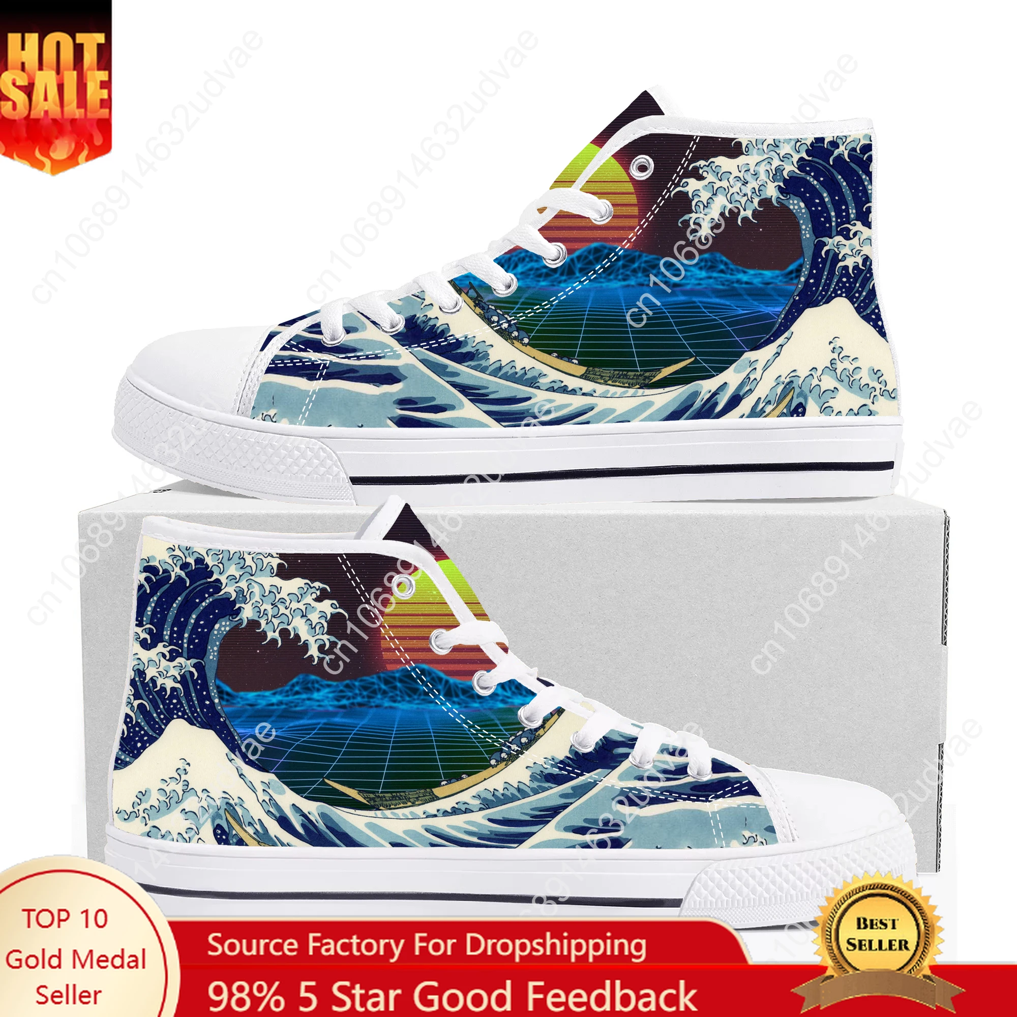 

The Great Wave off Kanagawa High Top Shoes Mens Womens Teenager Sneakers Canvas Outdoor Daily Sneaker Custom Made Couple Shoe