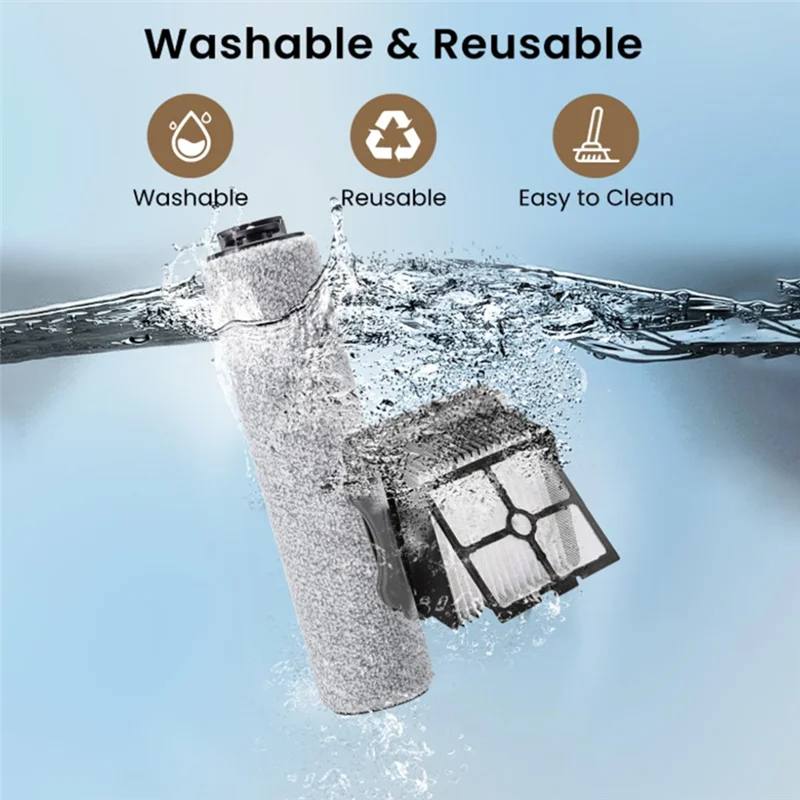 لـ Tineco Ifloor 3/Ifloor One S3 بكرات فرشاة بديلة ومرشحات Hepa أجزاء المكنسة الكهربائية الرطبة والجافة اللاسلكية-A77G