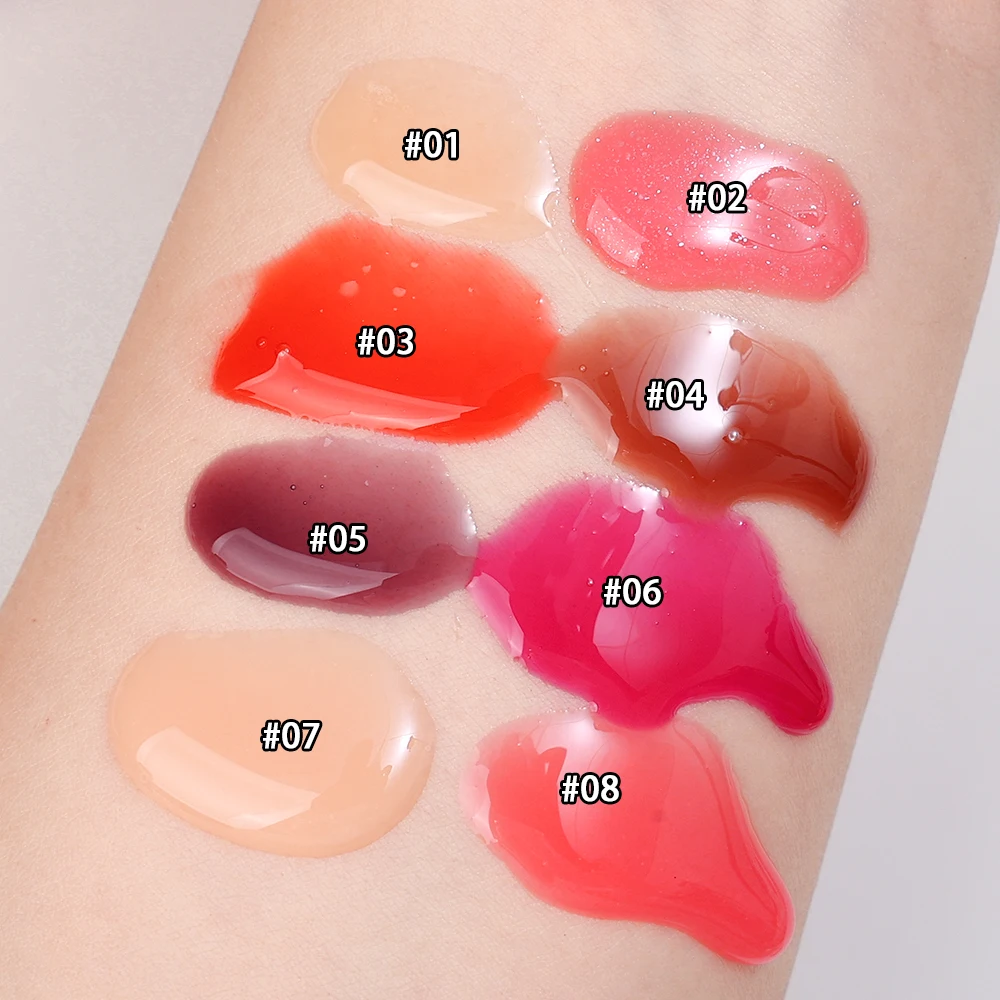 Bálsamo labial hidratante de 8 colores, luz de agua de espejo, líneas de labios, líquido nutritivo de larga duración, tubo para el cuidado de los labios, brillo de labios