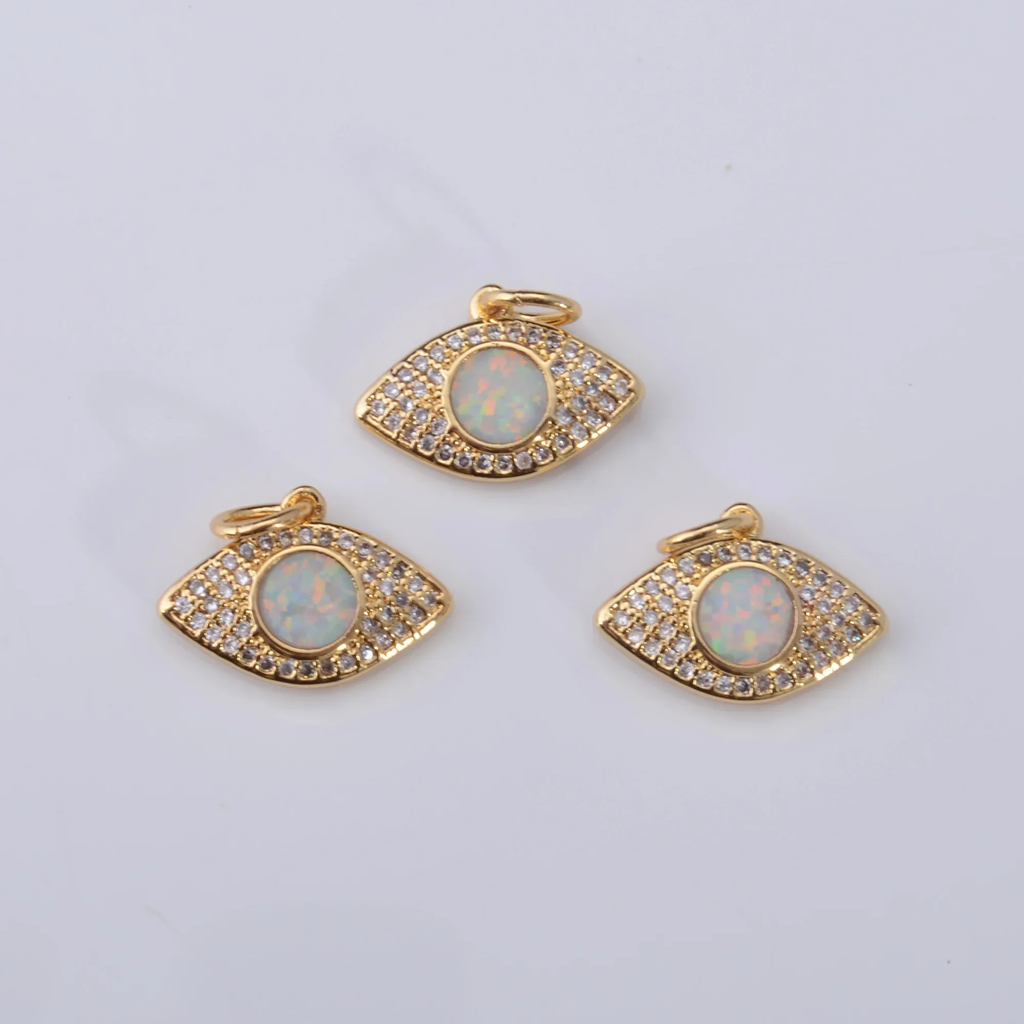 12 Pcs Devil Eye Pendant Diy Earring Charm Necklace Bracelet Making Oval Clasp Zircon Hooks for Womwn Luxury Jewelry Accessories