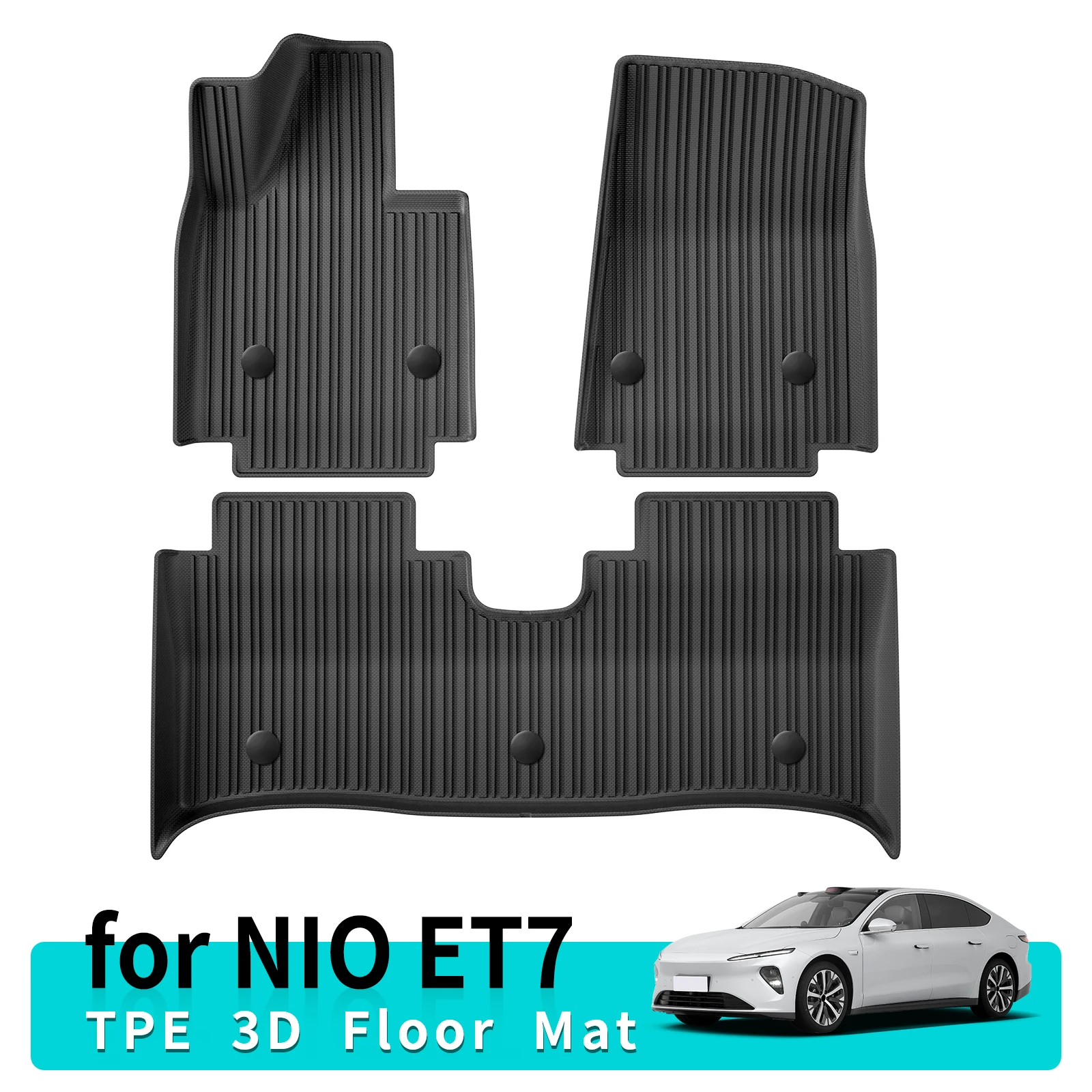 for NIO ET7 2022 - 2024 TPE 3D Car Floor Mats Trunk Pad Foot Pad Set All-Weather Interior Accessories (Left Rudder)