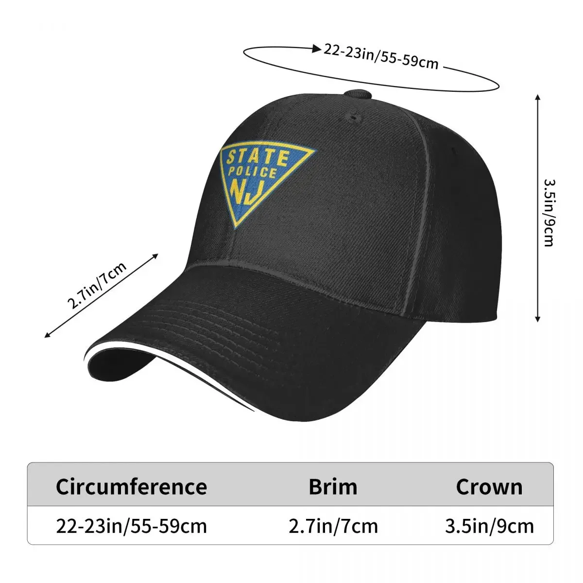 New Jersey State Police Seal Cap Fashion Casual Baseball Caps Adjustable Hat Summer Baseball Hats Customizable Polychromatic