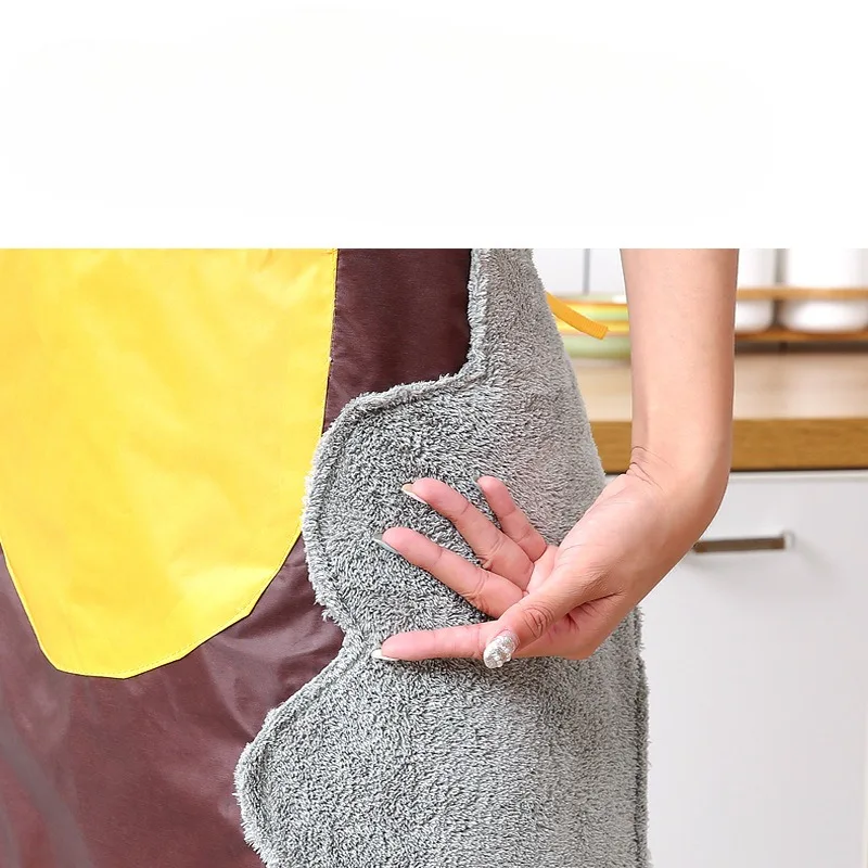 1PC Little Bear Hand Wiping Apron for Women's Home Kitchen Waterproof, Oil Proof Cooking Waist Advertisement LOGO Japanese