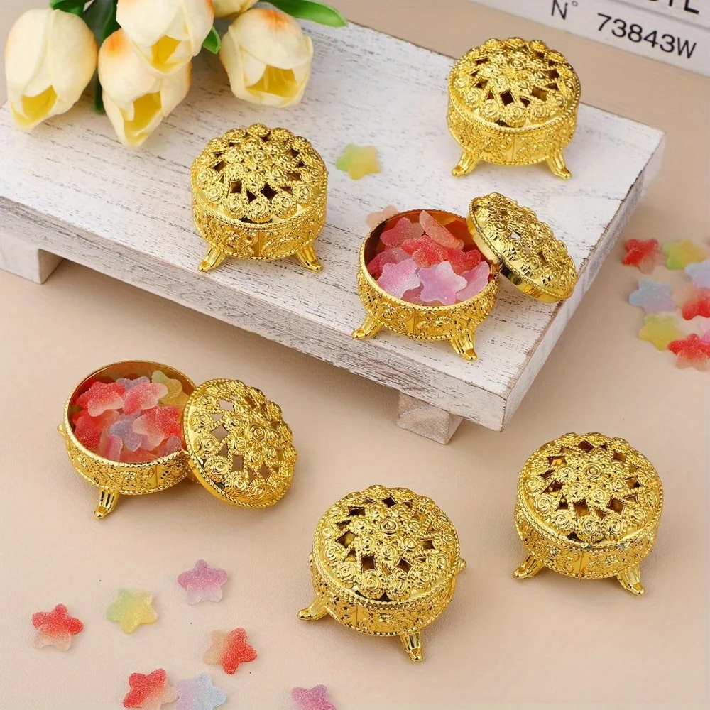 

40pcs Gold Wedding Favor Containers Hollow Out Candy Boxes for Party Decor, Christmas & Birthday Events