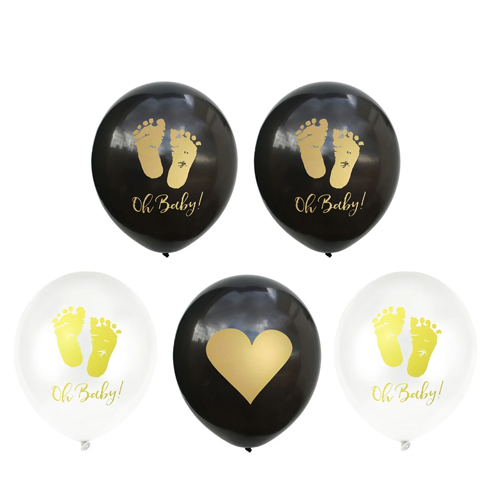 

30pcs Footprint For Party Festival Printed Latex Balloons Black White Heart Balloon Party Decoration Reusable Wedding Birthday